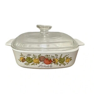 Corning Ware Vintage Spice of Life "L'Echalote" 1 Quart Baking Dish w/ Pyrex Lid